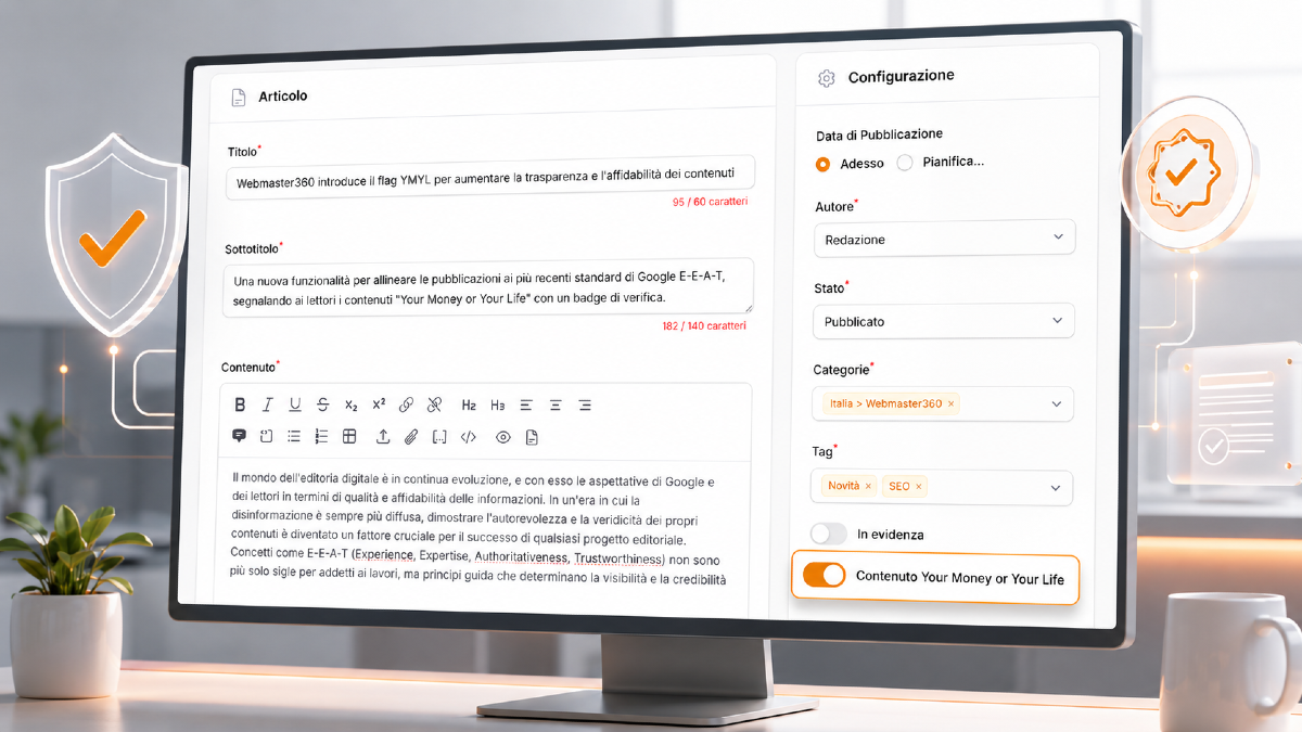 Webmaster360 introduce il flag YMYL per aumentare la trasparenza e l'affidabilità dei contenuti