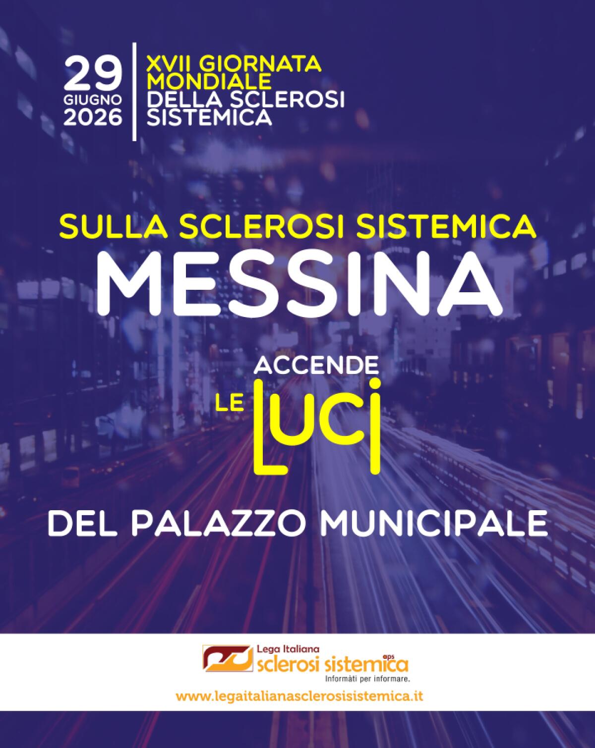 Palazzo Zanca si illumina di viola per la Giornata Mondiale della Sclerosi Sistemica