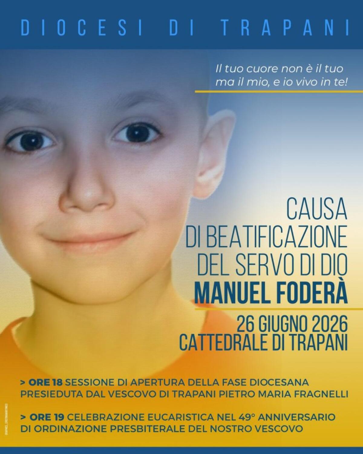 A Trapani si apre la fase diocesana per la beatificazione del piccolo Manuel Foderà - 