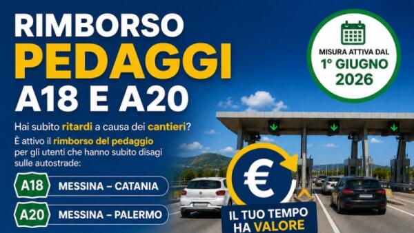 Rimborso pedaggi A18 e A20: dal 1° giugno 2026 attiva la procedura per gli utenti danneggiati dai cantieri