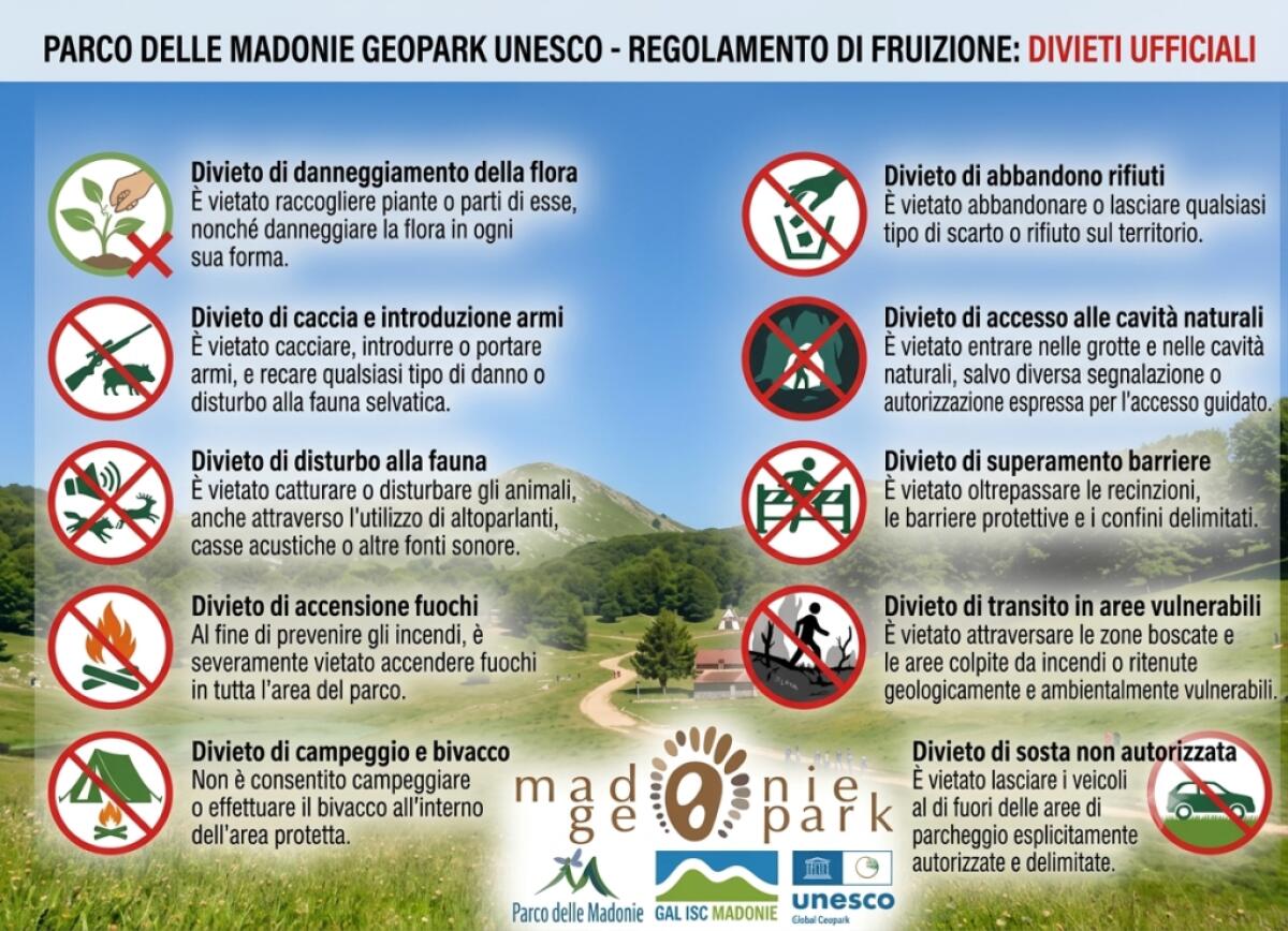 Parco delle Madonie: l'Ente pubblica l'elenco dei divieti, cosa cambia per chi visita - 