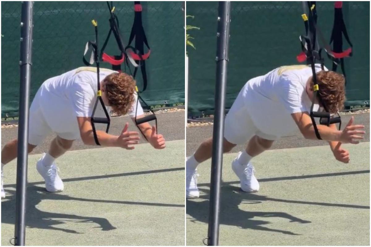 Sinner si allena, 'strano' esercizio a Wimbledon - Video - 