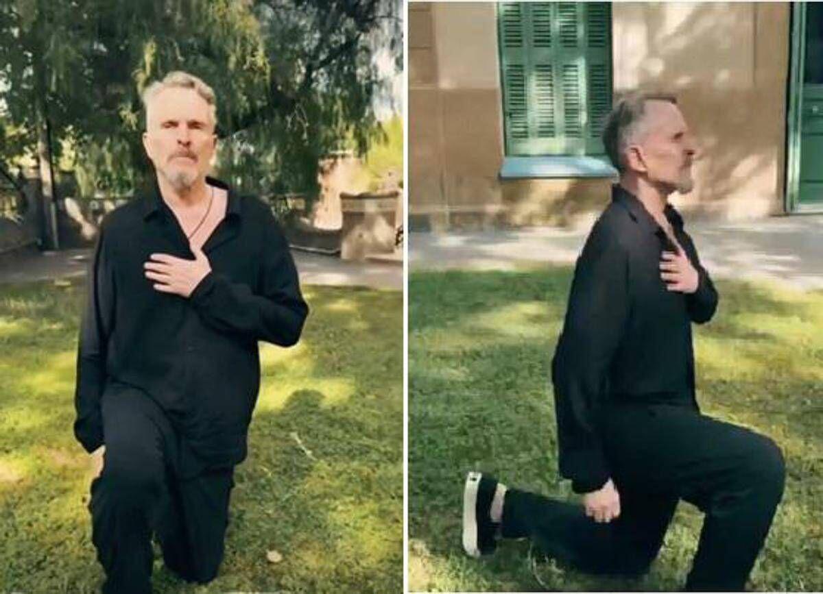 Miguel Bosé in ginocchio sui social: il video con la scritta 'I can’t breathe' dedicato a Henry Nowak - 