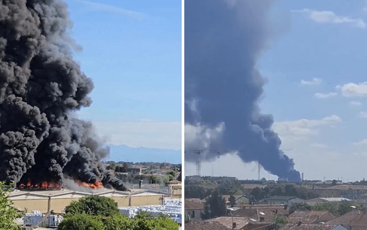 Mantova, incendio in stabilimento chimico: colonna di fumo visibile a distanza - 