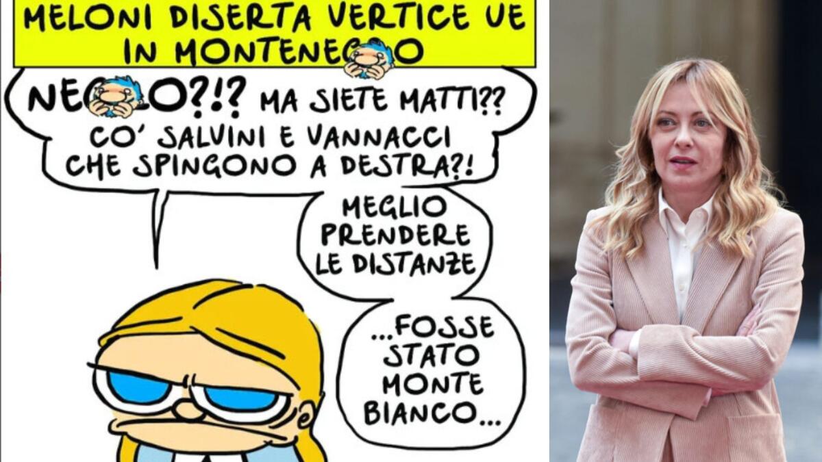 Meloni salta il vertice Ue: la vignetta di Natangelo in prima pagina riapre il dibattito - 