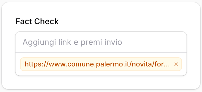 Esempio di fonti inserite su Fact Check