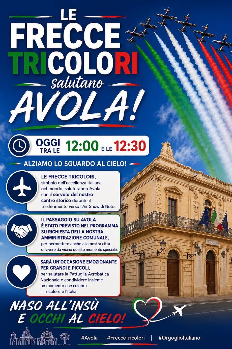 Locandina Le Frecce Tricolori salutano Avola