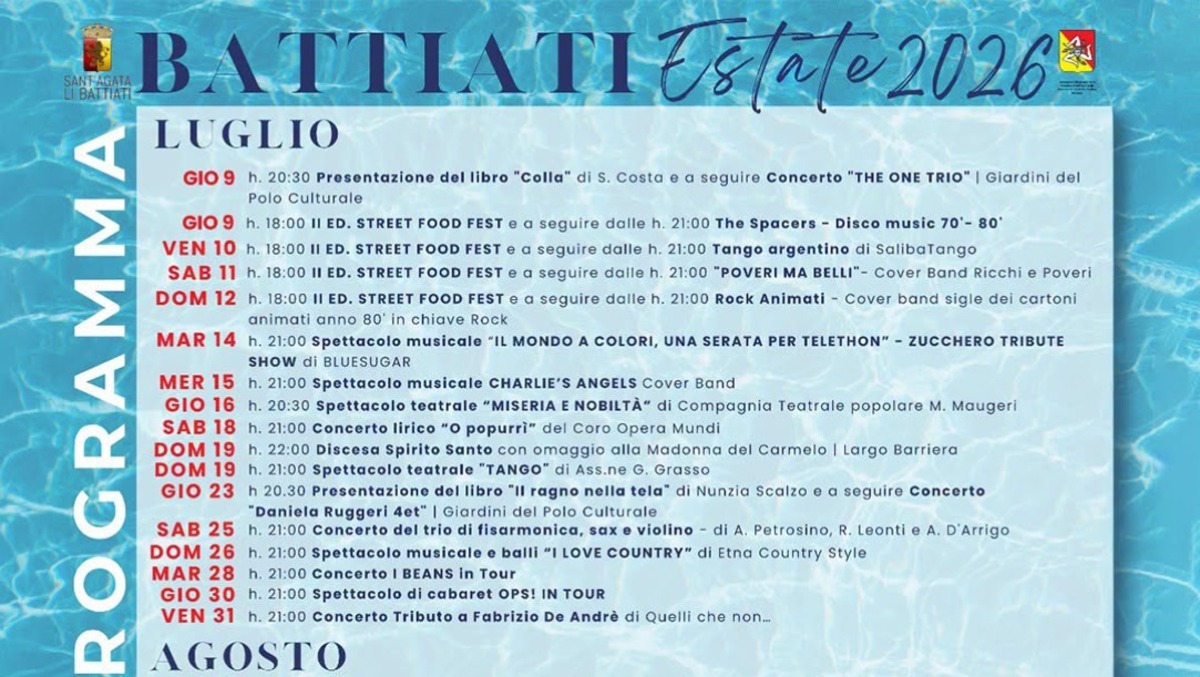 Sant'Agata Li Battiati lancia «Battiati Estate 2026»: cartellone estivo tra teatro, musica e arte - 
