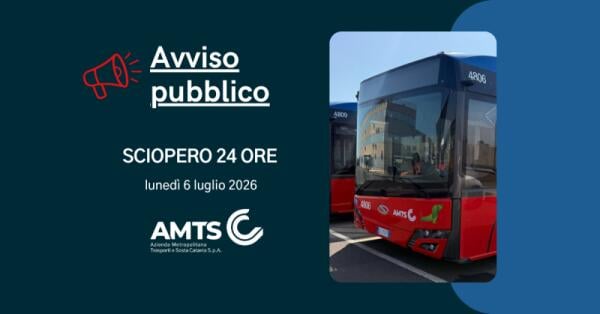 Sciopero AMTS Catania il 6 luglio: 24 ore con fasce minime garantite, possibili disagi