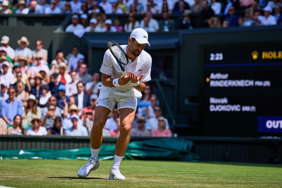 Wimbledon, Djokovic-Rinderknech finisce... con una doppia caduta - Video - 