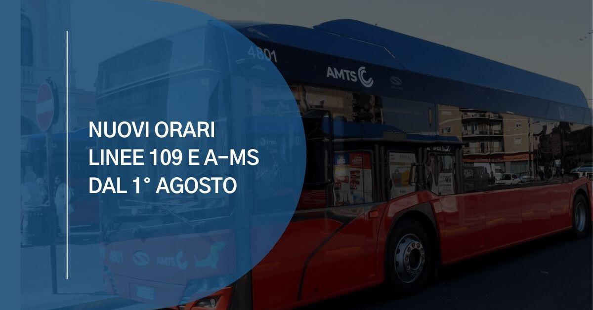 AMTS Catania: nuovi orari per le linee 109 e A‑MS dal 1° agosto - 