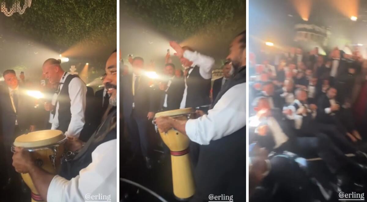Haaland show al matrimonio di Donnarumma, prende il tamburo e suona la 'Viking Row' - Video - 