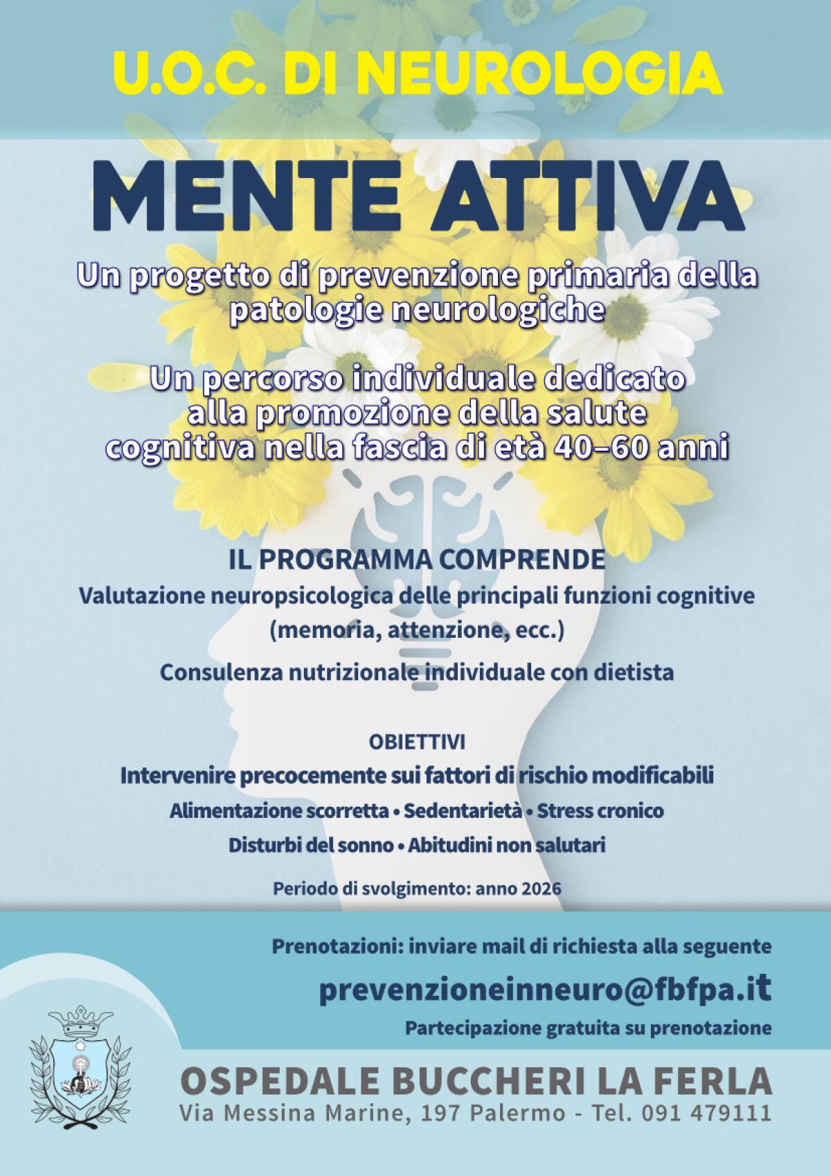 Mente Attiva: dall'Ospedale Buccheri La Ferla un progetto di prevenzione primaria delle patologie neurologiche - 