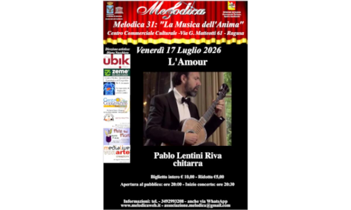 Pablo Lentini Riva in concerto: la chitarra romantica all'Auditorium del Centro Commerciale Culturale - 