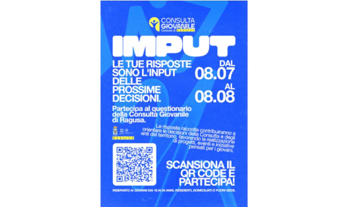 Ragusa: la Consulta Giovanile lancia 'IMPUT', questionario per gli under 35 - 