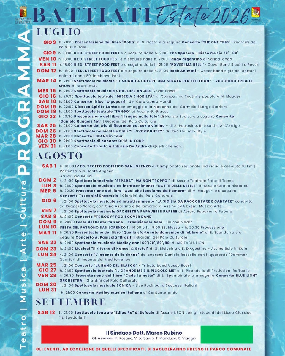 Locandina Estate a Sant'Agata Li Battiati 2026