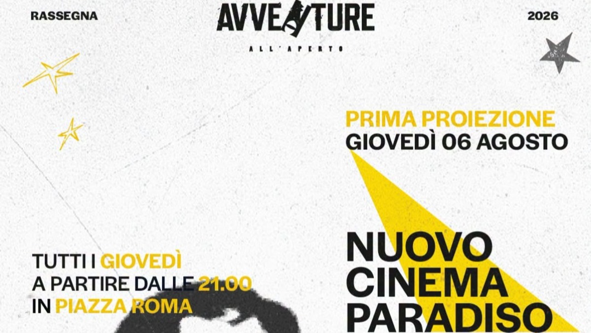 A Gela stasera Piazza Roma ospita 'Avventure — il cinema sotto le stelle' con Nuovo Cinema Paradiso - 