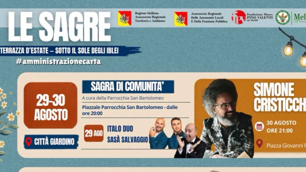 Melilli lancia 'Terrazza d'Estate – Sotto il Sole degli Iblei': quattro sagre tra fine agosto e settembre - 