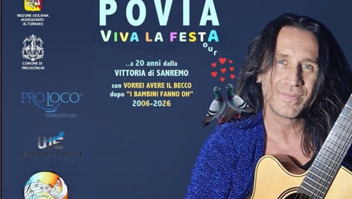 Povia a Trecastagni il 20 agosto: tappa del "Viva la Festa Tour" in Piazza Marconi - 