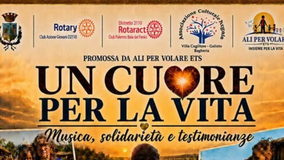 Bagheria, 'Un Cuore per la Vita': musica e solidarietà il 12 settembre a Villa Coglitore - 