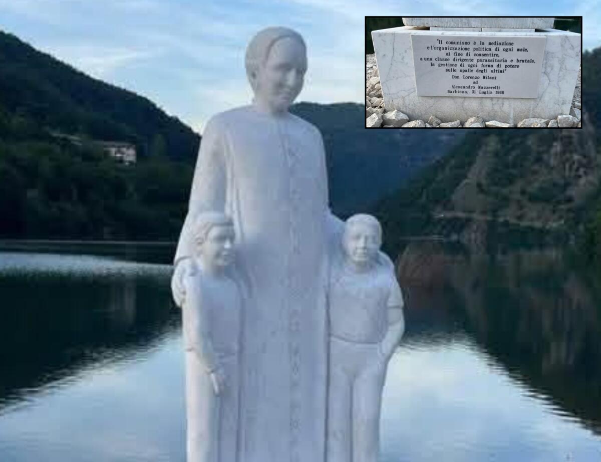 Don Milani, inaugurata la statua con frase anti-comunista: scoppia la polemica - 