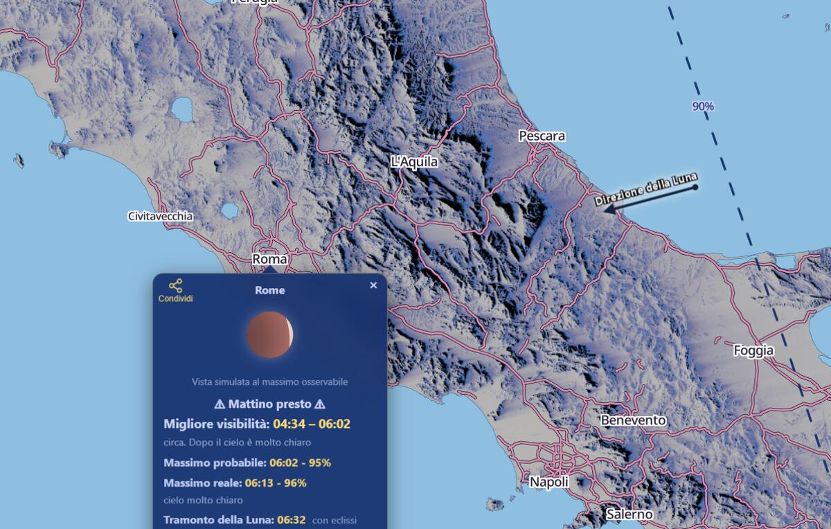 Eclissi di Luna il 28 agosto, la mappa e i consigli dell’esperto per osservarla - 