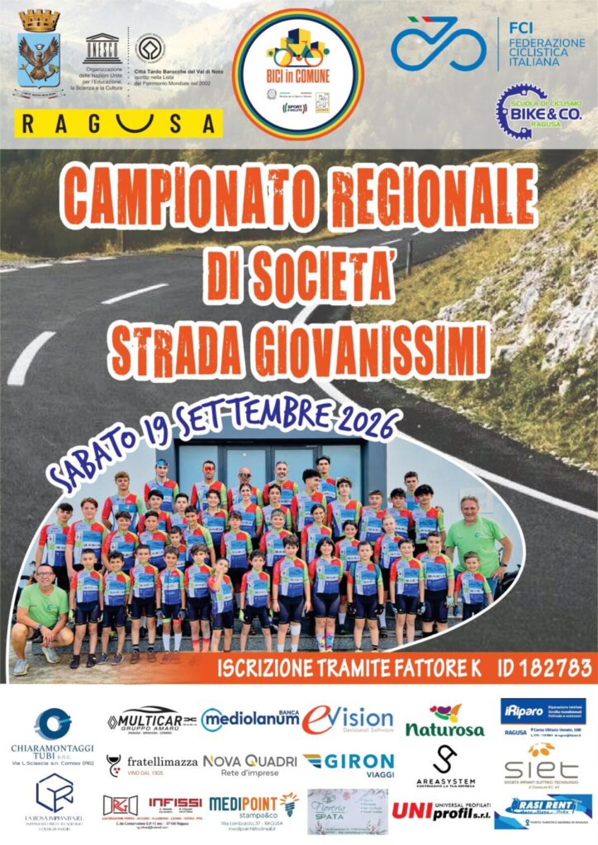 A Ragusa il Campionato Regionale di Società – Strada Giovanissimi il 19 settembre 2026 - 