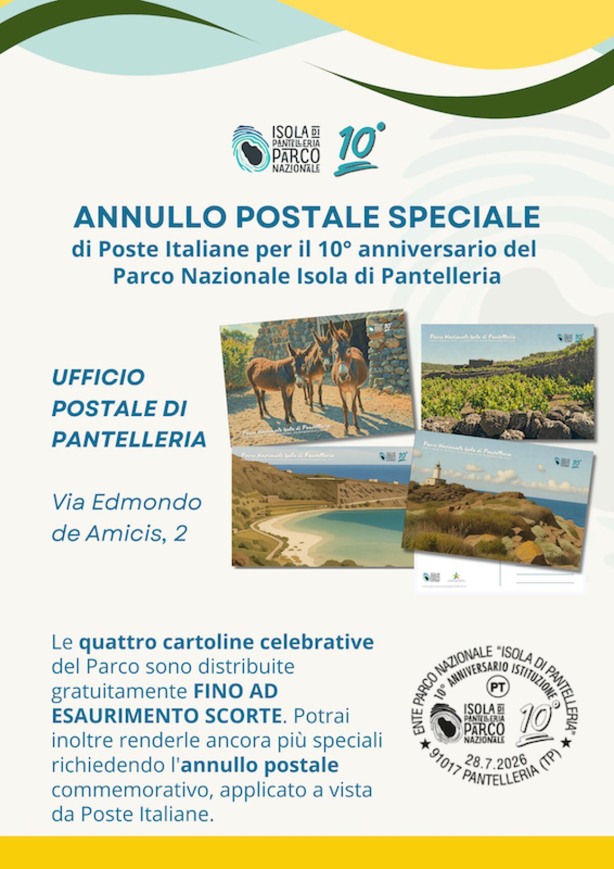 Decennale del Parco Nazionale Isola di Pantelleria: cartoline, annullo e il valore di una memoria tangibile - 