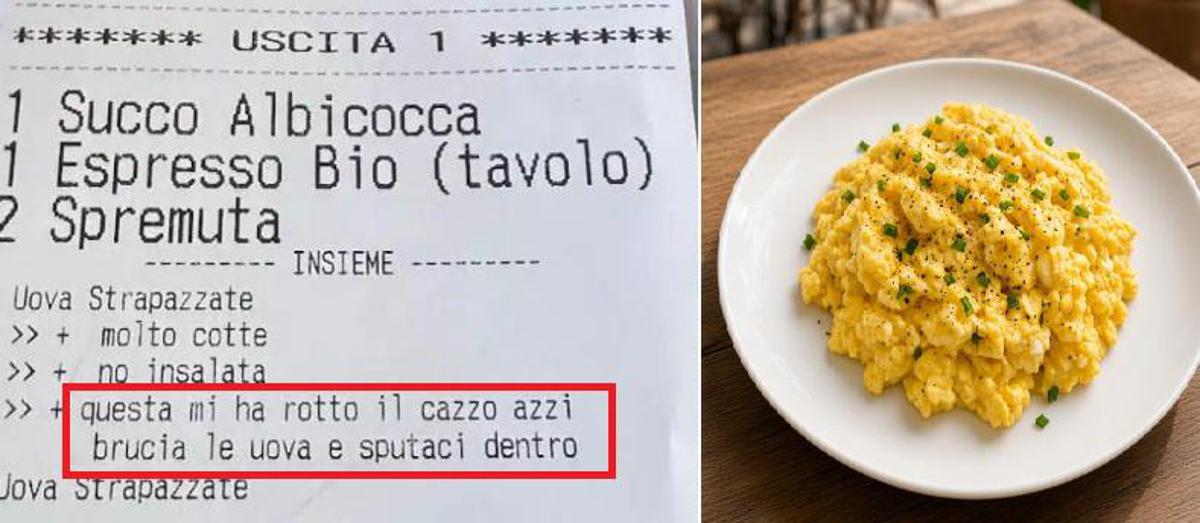 "Sputagli nel piatto di uova", lo 'scontrino choc' del cameriere a Riccione