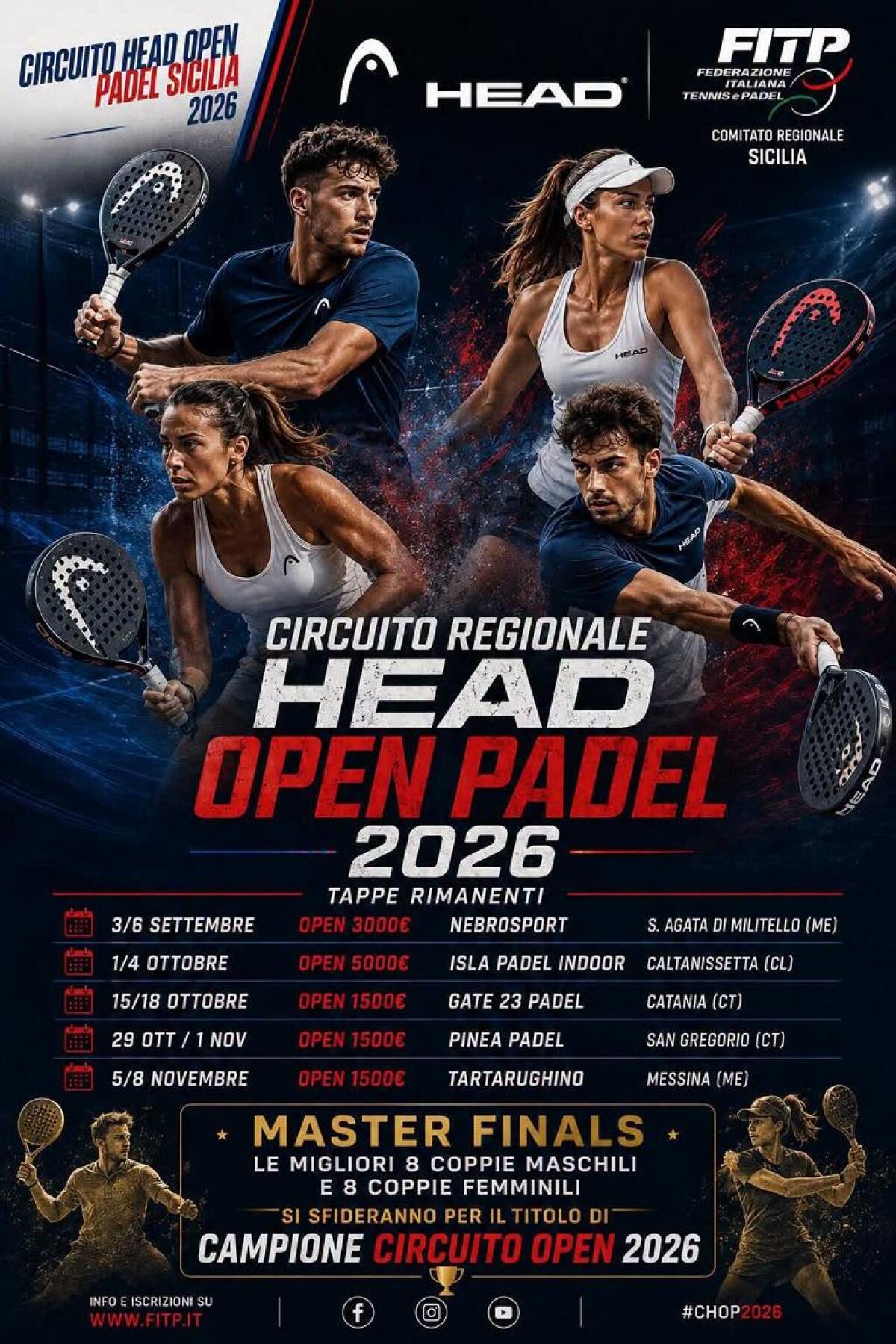 Head Open Padel Sicilia 2026: il circuito riparte a settembre verso il Master di novembre