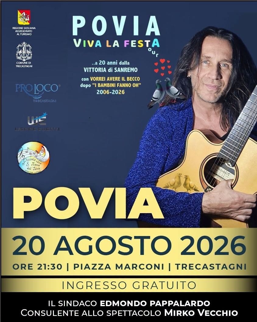 Locandina di Povia a Trecastagni