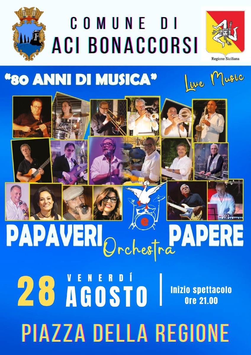 Locandina 80 anni di Musica ad Aci Bonaccorsi