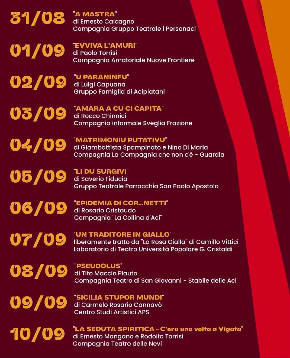 Program della kermesse teatrale ad Acireale