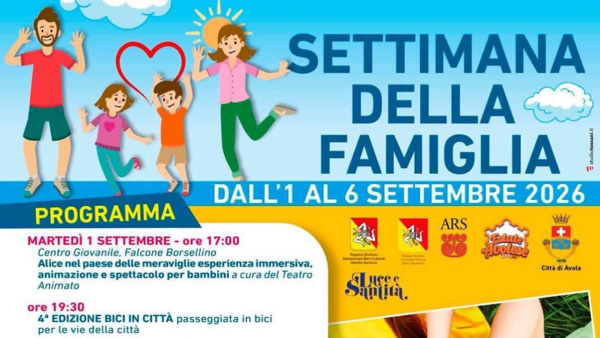 Avola, dal 1 al 6 settembre la "Settimana della Famiglia": eventi, arte e la pedalata serale - 