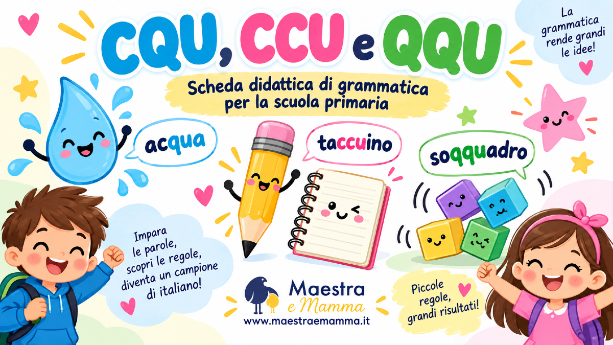 CQU, CCU e QQU: scheda didattica di grammatica per la scuola primaria - 