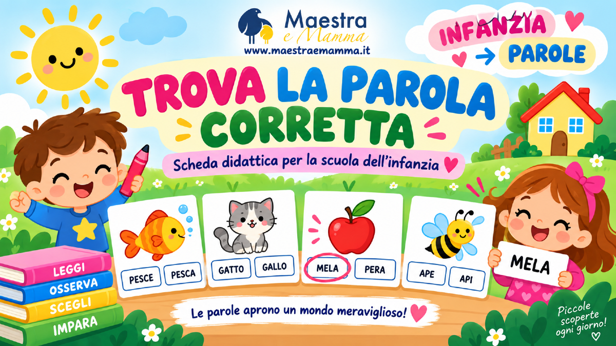 Trova la parola corretta: scheda didattica per la scuola dell’infanzia - 