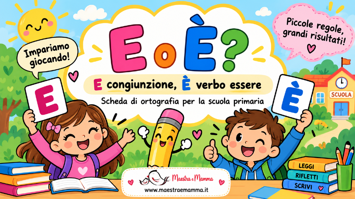 E congiunzione o È verbo essere? Scheda di ortografia per la scuola primaria - 