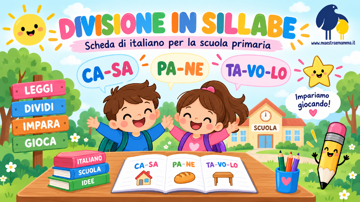 Divisione in sillabe: scheda didattica di italiano per la scuola primaria - 
