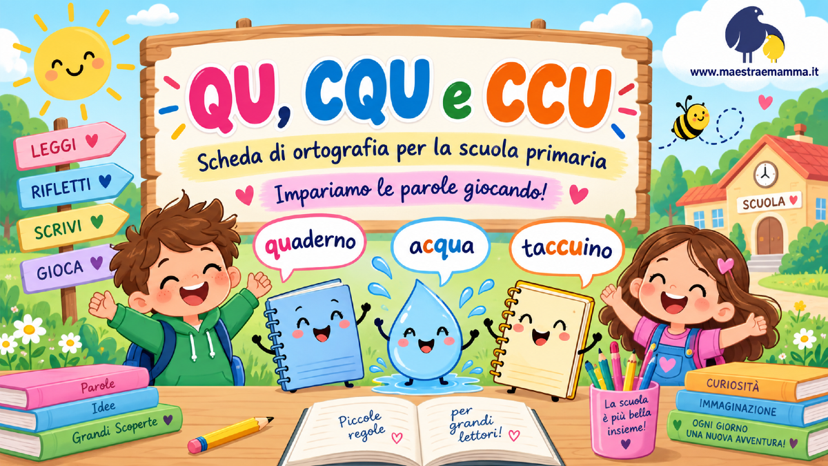 QU, CQU e CCU: scheda didattica di ortografia per la scuola primaria - 