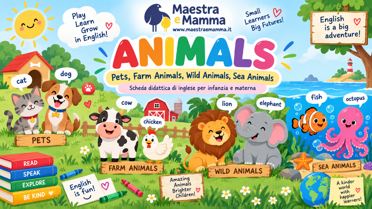 Animals in English: scheda didattica per infanzia e materna - 