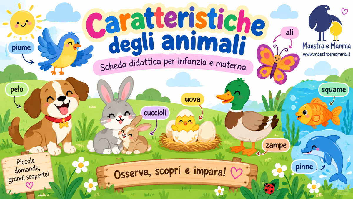 Caratteristiche degli animali: scheda didattica per infanzia e materna - 