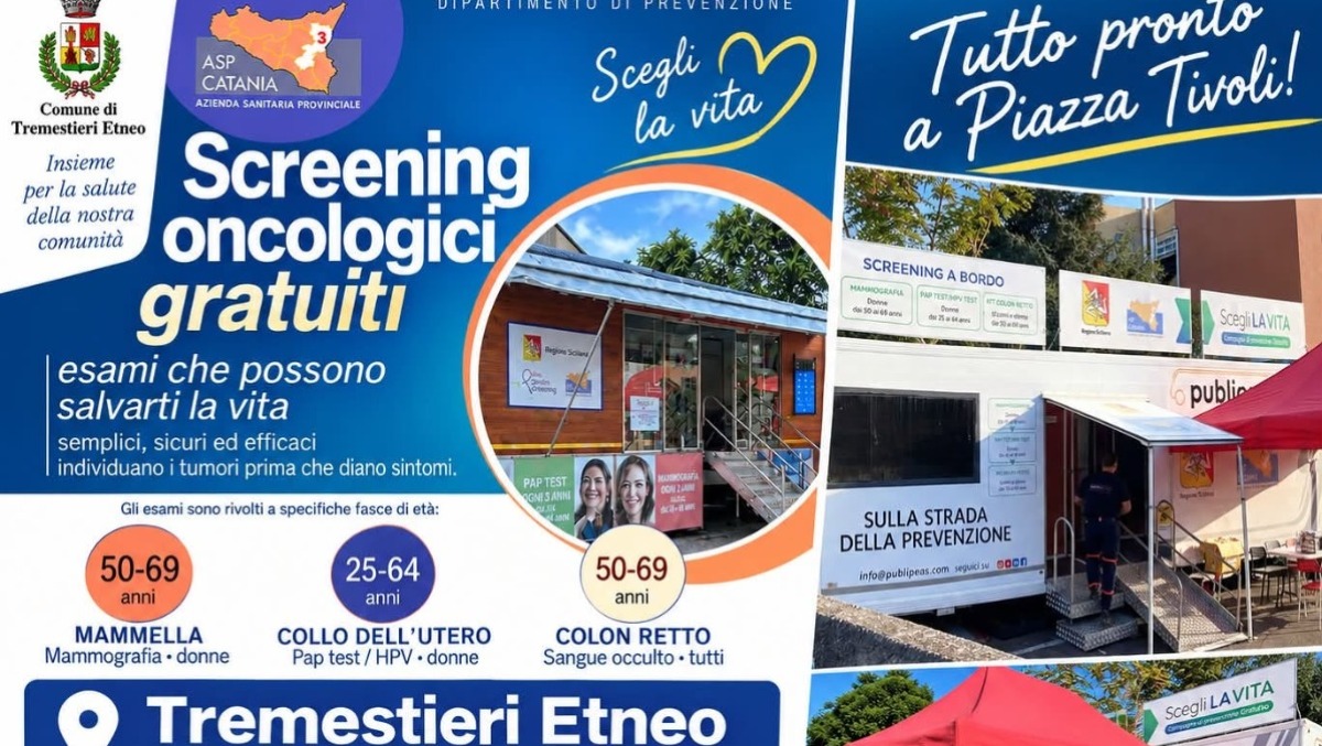 Screening oncologici gratuiti a Tremestieri Etneo: il Camper della Prevenzione in Piazza Tivoli - 