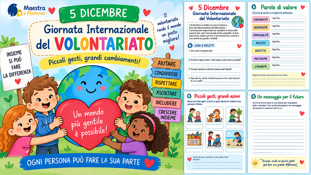5 dicembre, Giornata Internazionale del Volontariato: scheda per la primaria - 