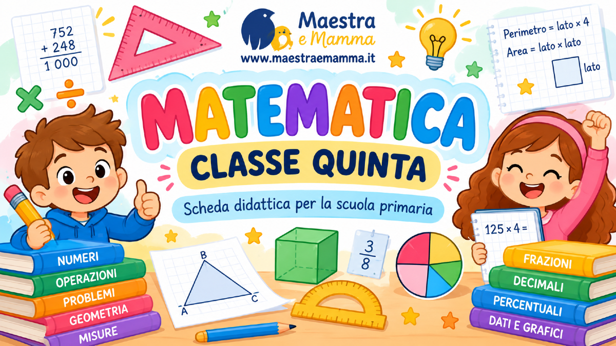 Scheda di matematica per la quinta elementare: esercizi misti da stampare - 