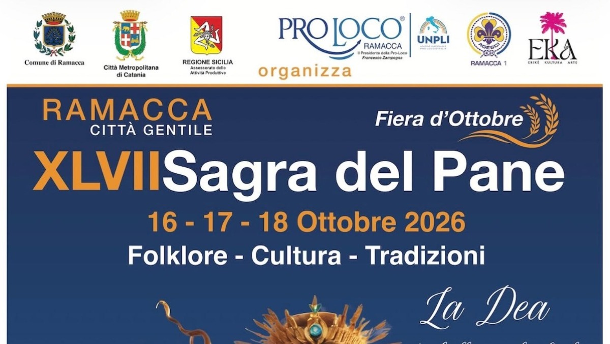 Ramacca annuncia la 47ª Sagra del Pane alla Fiera d’Ottobre: appuntamento 16-18 ottobre 2026 - 