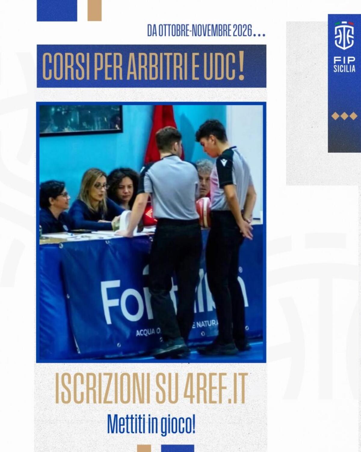 Il Comitato Regionale FIP Sicilia riapre le iscrizioni ai corsi gratuiti per arbitri e ufficiali di campo 2026/27 - 