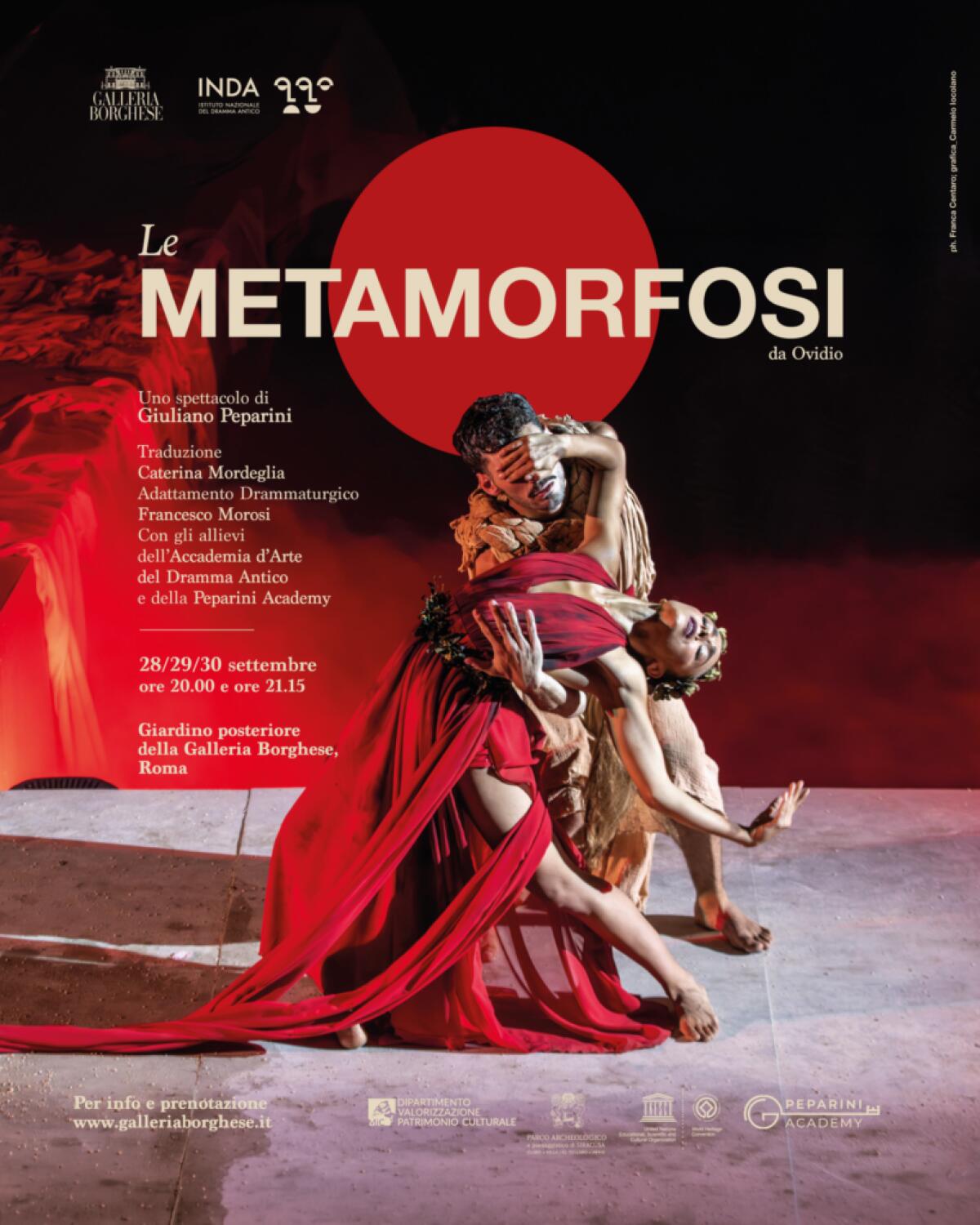 Le Metamorfosi invadono i giardini della Galleria Borghese: spettacolo site-specific 28-30 settembre - 