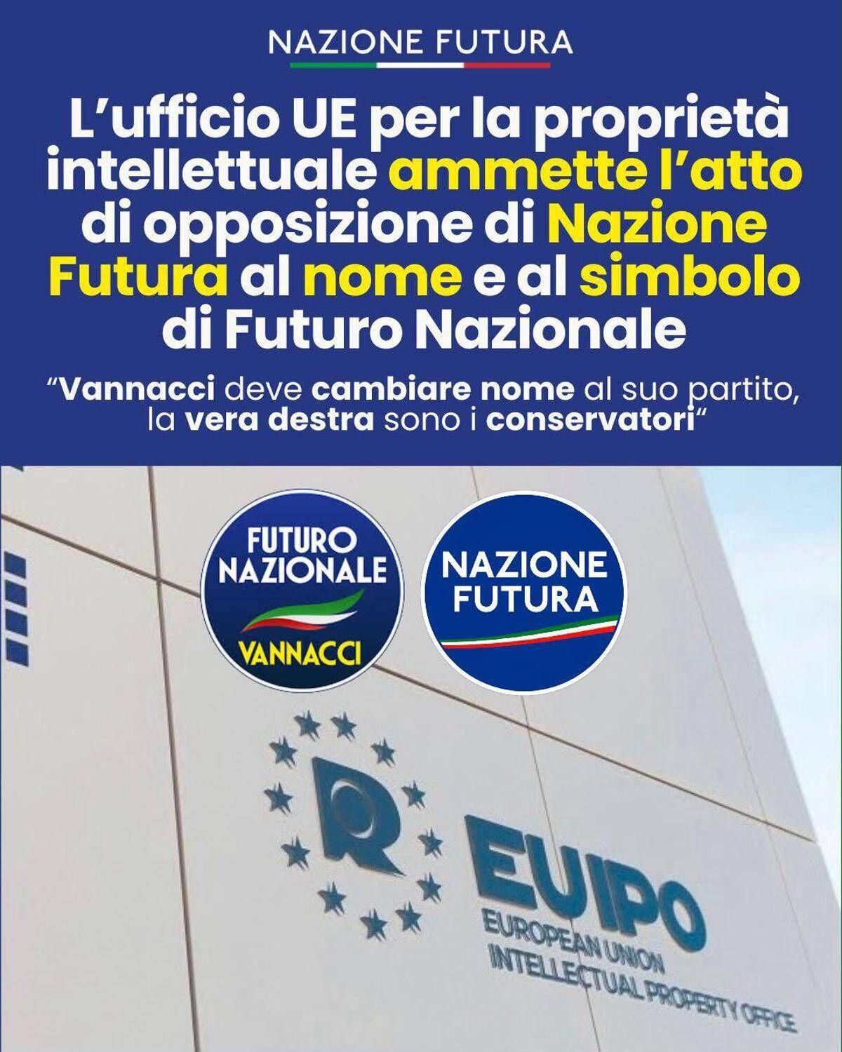 Nazione Futura, "Ok Ue a nostro ricorso, Vannacci cambi il nome al suo partito" - 