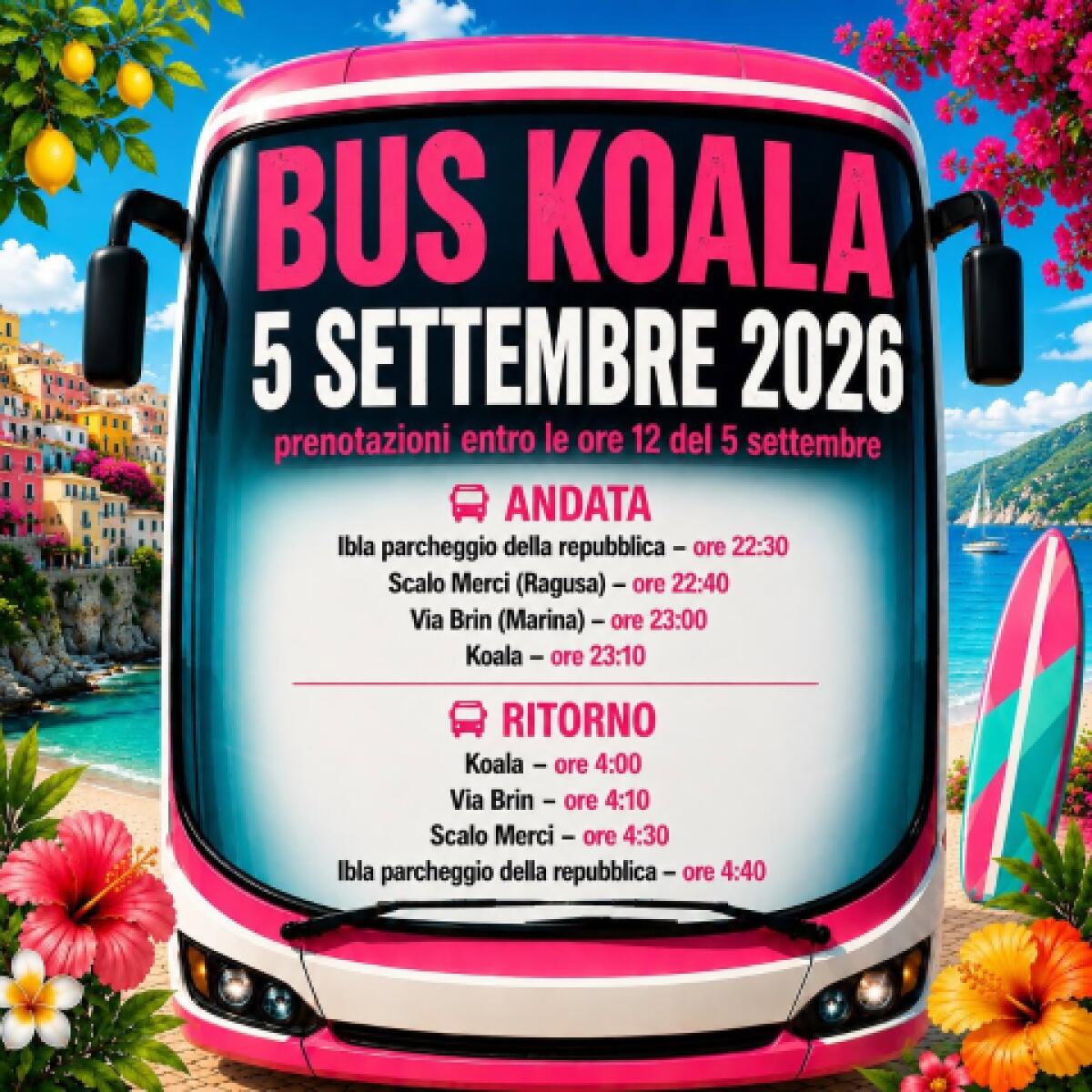 Ragusa, navetta gratuita per la discoteca Koala il 5 settembre 2026: modalità e orari - 