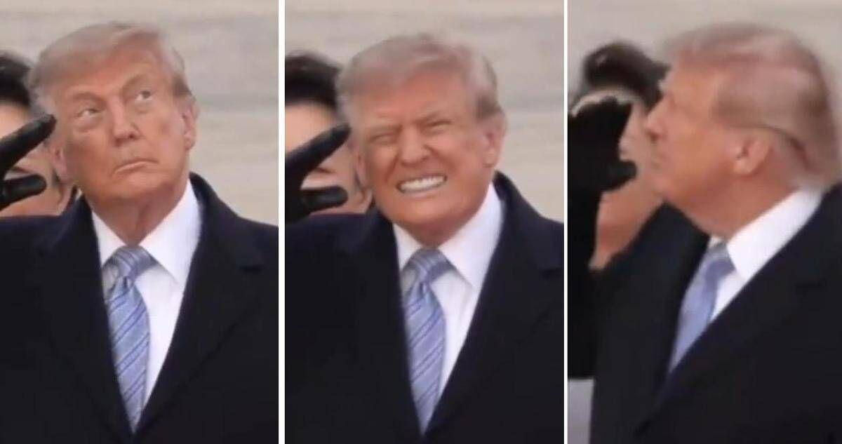 Trump accoglie Xi, passa il jet e il presidente americano 'si spaventa' - Video - 